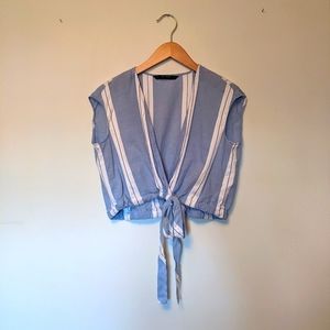Zara Cotton Wrap Crop Top